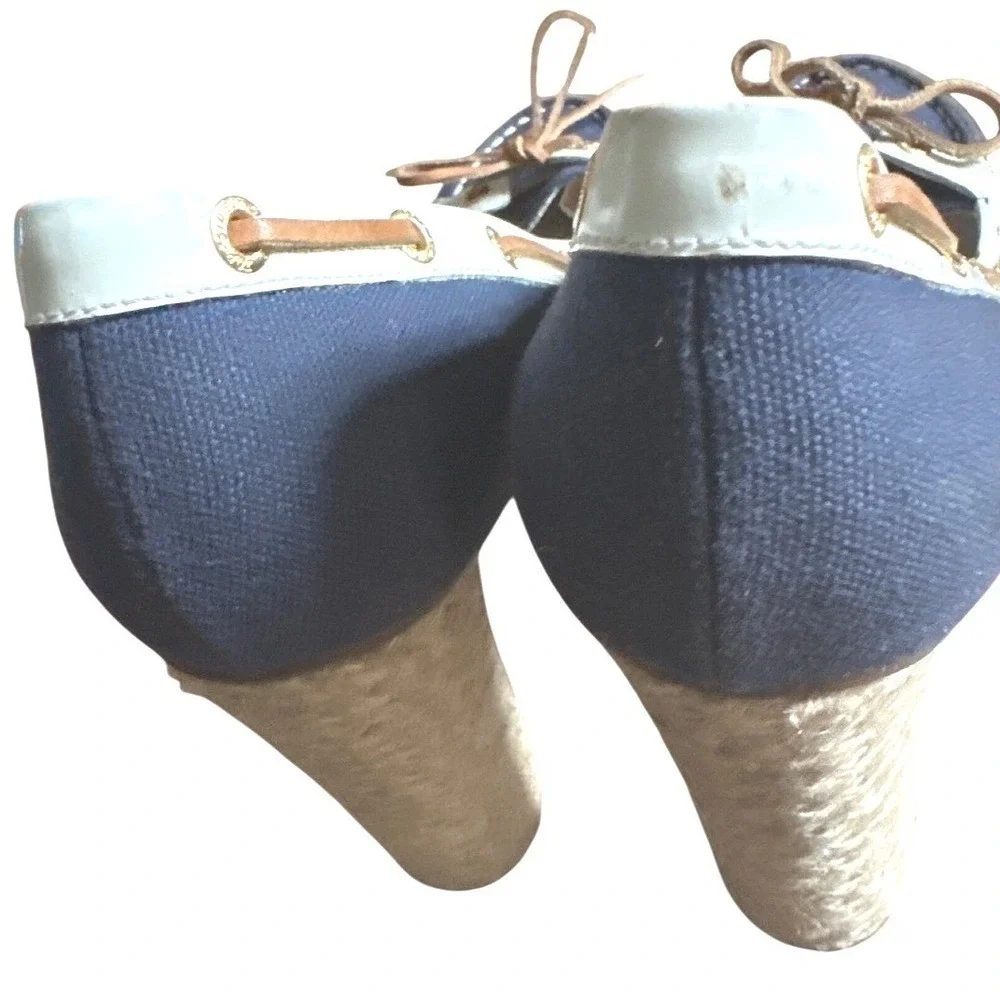 Milly Sperry Top-Sider Rope Platform Block Heel Pumps Coastal Chic Size 10